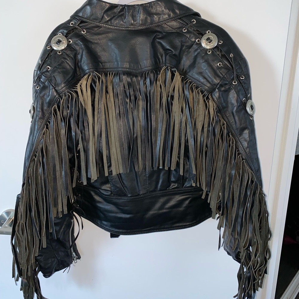 Golden Crown by Bristol leather jacket with fringe